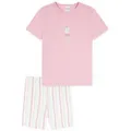 SCHIESSER Mädchen Schlafanzug Set - Kids, kurz, Baumwolle, Motiv Rosa/Weiß 140