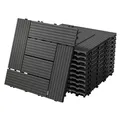 ECD Germany WPC Terrassenfliesen 30x30 cm/11 Stück=1m², Anthrazit Mosaik, Holzoptik, Bodenbelag mit Klicksystem und Drainage, Terrassendielen Balkonfliesen, Klickfliesen für Terrasse Garten und Balkon