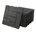 ECD Germany Terrassendielen WPC Bodenplatte Terrassenfliesen Fliesen mit Drainage und Klicksystem, BxL: je 30x30 cm, 22 mm Stärke, Bodenbelag 1m²/11 Stück Anthrazit rutschfest Balkonfliesen