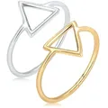 Elli Ring Set Trend Dreieck Bi-Color 925 Silber vergoldet 58 Damen 