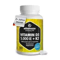 Vitamin D3 K2 5000 IE mit Vitamin K2 MK7 All Trans Form, 2+ Jahre Vorrat, 180 Tabletten Vitamin D ohne unnötige Zusatzstoffe, in Deutschland hergestellt