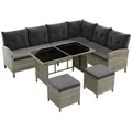 Juskys Loungegarnitur, Grau, Kunststoff, 4, Loungemöbel, Gartenlounge-Sets