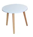 Beistelltisch aus Massivholz MDF weiß/naturfarben ø 45 cm Wohnzimmertisch Tisch