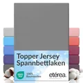 etérea Jersey Topper Spannbettlaken 140x200-160x200 cm Grau für 5-10 cm Steghöhe 100% Baumwolle - Oekotex Spannbetttuch Matratzen Bett Bezug - Bettlaken 140x200cm - 160x200cm Gray