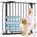 ib style Berrin XXL Treppenschutzgitter 85-185cm, Ohne Bohren, Türgitter Baby, Türschutzgitter Hund, Schwarz, 85-95 cm