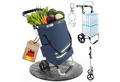 Allyson Einkaufstrolley Einkaufswagen klappbar, Einkauftrolley mit 56L Kapazität & Kühlfach, 2-in-1 Funktion: Tasche abnehmbar, Gestell als Sackkarre nutzbar.