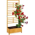 Relaxdays Rankgitter mit Pflanzkasten, hoch, rechteckiger Holz Blumenkasten mit Rankhilfe, HBT 171 x 71 x 31,5 cm, natur - Hellbraun