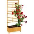 Rankgitter Mit Pflanzkasten, Hoch, Rechteckiger Holz Blumenkasten Mit Rankhilfe, Hbt 171 X 71 X 31,5 Cm, Natur - Relaxdays