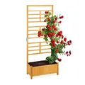 Relaxdays Rankgitter mit Pflanzkasten, hoch, rechteckiger Holz Blumenkasten mit Rankhilfe, HBT 171 x 71 x 31,5 cm, Natur