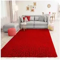 Vimoda Teppich Shaggy, Hochflor-Teppich Wohnzimmer in Rot, Rechteckig, Höhe: 30 mm, Langflor, Läufer, Einfarbig, Schlafzimmer, Kinderzimmer, klassisch rot Rechteckig | 150 cm x 150 cm x 30 mm