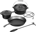 El Fuego Topf-Set El Fuego® Dutch Oven, Eisenguss (Set, 7-tlg), aus Gusseisen, mit spezieller Oberflächenveredelung