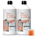 REAVET Lachsöl Hunde 2 x1 Liter, Omega 3 & 6 Barf Öl Hund Hochdosiertes Fischöl