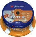 Verbatim DVD-Rohlinge DVD-R 4,7GB 16X 25er SP Printabl 25 Stüc