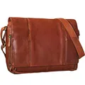 STILORD Erik Vintage Schultertasche Leder 15,6 Zoll Notebooktasche Umhängetasche Herren und Damen Unitasche Arbeit Büro Echtleder Farbe:Cognac - braun