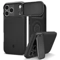 Spigen iPhone 17 Pro Hülle [Kamera-Schutz][2025 Upgrade] Optik Armor MagFit Case mit Metall-Ständer Kompatibel mit MagSafe –Schwarz