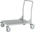 Kongamek Edelstahl- Plattformwagen rostfrei mit Schiebegriff, 1 Etage 800x500mm Gummibereifung und Bremse
