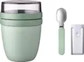 Mepal | Klapplöffel Set mit Lunchpot Mini Ellipse | praktischer Joghurt- & Müslibecher | Unterteilung für Joghurt & Müsli | geeignet für Gefrierschrank, Mikrowelle & Spülmaschine | Nordic Sage