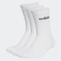 adidas Unisex Linear Crew Cushioned Socks 3 Pairs, White / Black, 40-42