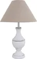Tischlampe MARLA weiß beige aus Holz im Landhausstil shabby chic E27