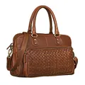 STILORD Elena Vintage Handtasche Damen Umhängetasche geflochten Elegante Ledertasche Shopping Ausgehen weiches Leder Farbe:Cognac - braun