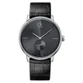 CK Calvin Klein Accent Herrenuhr Grau Silber Leder Schwarz Armbanduhr K2Y211C3