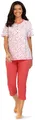 Damen Schlafanzug Pyjama COMTESSA 7/8 Hose Baumwolle Single Jersey pink Gr.36