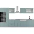 Vicco - Küchenzeile R-line, Blau-grau/weiß, 350 Cm Mit Hochschrank, Ap Marmor
