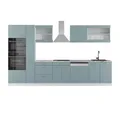 Vicco Küchenzeile R-Line, Blau-Grau/Weiß, 350 cm mit Hochschrank, AP Marmor