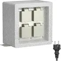 ledscom.de Garten Steckdosensäule POCK für außen, IP44, 1m, Schukostecker Typ F, 4-fach, grau (Stein-Optik), eckig, 20 cm