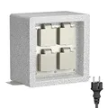 ledscom.de Garten Steckdosensäule Pock für außen, IP44, 1m, Schukostecker Typ F, 4-Fach, grau (Stein-Optik), eckig, 20 cm
