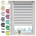 Doppelrollo Klemmfix ohne Bohren 80cm x 100cm Grau Duo Rollo Klemmrollo Sonnenschutzrollo Fensterrollo für Fenster & Türen Zebrarollo Seitenzugrollo