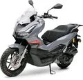 Burnout Motorroller Desert ADV Grau - Sparsamer Euro 5 Roller für Stadt und Land, 125 ccm, 99 km/h, Euro 5, LED Beleuchtung, Digitales 7 Zoll TFT Tacho, Windschild verstellbar