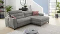 Ecksofa Wohnlandschaft Couch Double One hellgrau elekt. Relaxfunktion USB-Ports