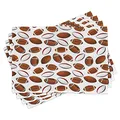 ABAKUHAUS American Football Platzmatten, Rugby Ball, Waschbare Stoff Esszimmer Küche Tischdekorations Digitaldruck, Karamell Weiß