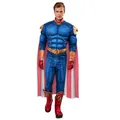 Rubies Homelander Deluxe Kostüm für Erwachsene, Jumpsuit mit digital bedruckter Muskelbrust, Umhang und Handschuhe, offizielles The Boys für Karneval, Halloween, Weihnachten und Partys