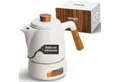 MiaMio Teeservice Teekanne mit Stövchen Set (1L/1000 ml) mit Siebeinsatz Weiß