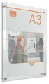 Nobo A3 Posterrahmen aus Acryl, rahmenlos, Eckbefestigung, Hoch-/Querformat, Premium Plus, transparent, 1915590