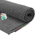 NYVI Badematte NYVISpa Chenille 60x90 cm Grau Rechteckig - Badezimmerteppich - rutschfest, Saugfähig, Schnell Trocknend, Fußbodenheizung geeignet, Oeko-TEX, Waschbar, Weich