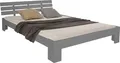 Homestyle4u Doppelbett Holzbett 180 x 200 mit Lattenrost Bett Bettgestell Grau Kiefer Holz