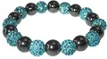 Shamballa Armband Kristall hellblau & anthrazitfarbene Perlen