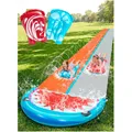 Wasserrutsche 22.5ft 685cm, Doppel, aufblasbar, Hai-Design, Garten, Sommer