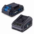 Original Scheppach 20V Starter Kit bestehend aus 2Ah Akku & Ladegerät 2,4A (65W) | 20V-IXES-Serie | Ladezeit ca. 60 Min. | 3-stufige Ladeanzeige | Staub-& korrosionsgeschützt | Einzelzellenmanagement