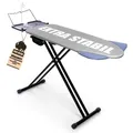 BigDean Bügelbrett XXL (120x45 cm Bügelfläche) inkl. ausklappbarer Schulterpassform - Stabiler Bügeltisch für Dampfbügelstationen und Bügele... - Schwarz/Grau