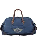 Greenburry Reisetasche Aviator Blue Edition, used Look Canvas mit Lederbesatz, Sporttasche 65cm, Weekender