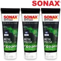 3x SONAX PROFILINE MetalPolish Hochglanz Metall Alu Messing Chrom Politur 250 ml