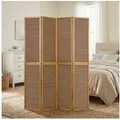 Homestyle4u Paravent Raumteiler Sondergröße 2 m Höhe Spanische Wand Sichtschutz Holz Indoor (4-teilig), Trennwand, faltbar braun 160 cm x 200 cm x 2 cm