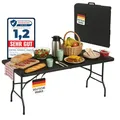 ALBATROS Buffettisch Klapptisch Schwarz/Rattan – 182x75cm, robuste Konstruktion klappbar und hohe Tragkraft –für bis zu 10 Personen – Tisch für Bierzelt mit Tragegriff
