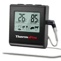 ThermoPro TP16 Fleischthermometer Grillthermometer digital Bratenthermometer Ofenthermometer Thermometer Küchen mit Timer für BBQ, Grill, Smoker Schwarz
