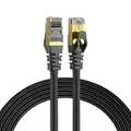 Elfcam - 5m Ethernet Kabel Cat 7 RJ45,STP 100% Kupfer, 10 Gbit/s 600 MHz, LAN Netzwerkkabel Rund Ø6,0mm, Kompatibel mit Router, PC, TV, Konsole – Schwarz