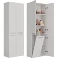 CDF Bad-Hochschrank NEL 1K DD | Farbe: Weiß | Modernes Badregal | Stauraumschrank | Geräumige Einlegeböden | Türen | Einfache Montage | 1 Wäsc... - Weiß